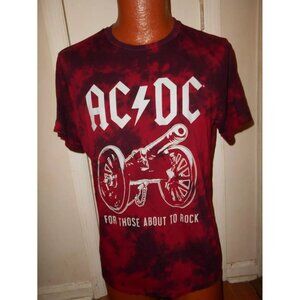 AC DC For Those About to Rock Men's Large Tie Dye Short Sleeve T-Shirt.